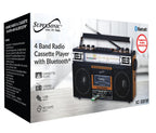 SuperSonic SC-3201BT 4-Band Radio & Cassette Player with Cassette-to-MP3 Converter and Bluetooth - Wood Finish