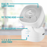 Brentwood F-900RW 8 Inch 3-Speed Remote Control Oscillating Air Circulator Desktop Fan with Timer, White