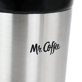 Mr. Coffee Stoneware Travel Mug with Stainless Steel Base and Slide Sip Lid, 16 Oz, Black, Travertine