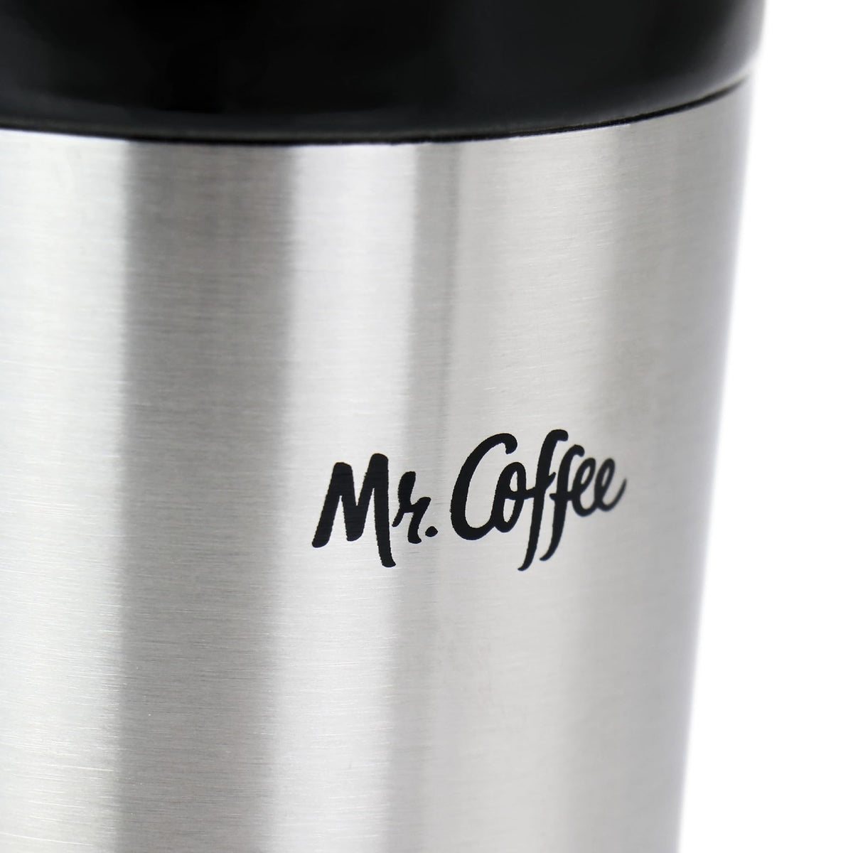 Mr. Coffee Stoneware Travel Mug with Stainless Steel Base and Slide Sip Lid, 16 Oz, Black, Travertine