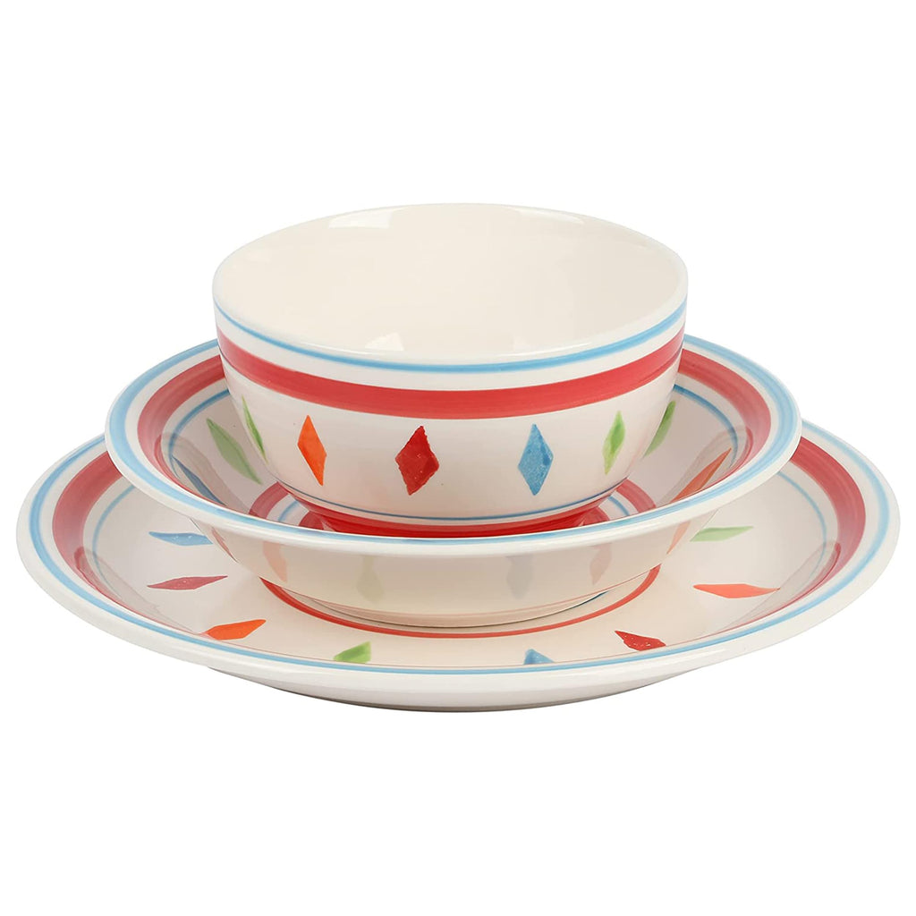 Gibson Home Heidy 12-Piece Durastone Dinnerware Set, Red, Service for 4