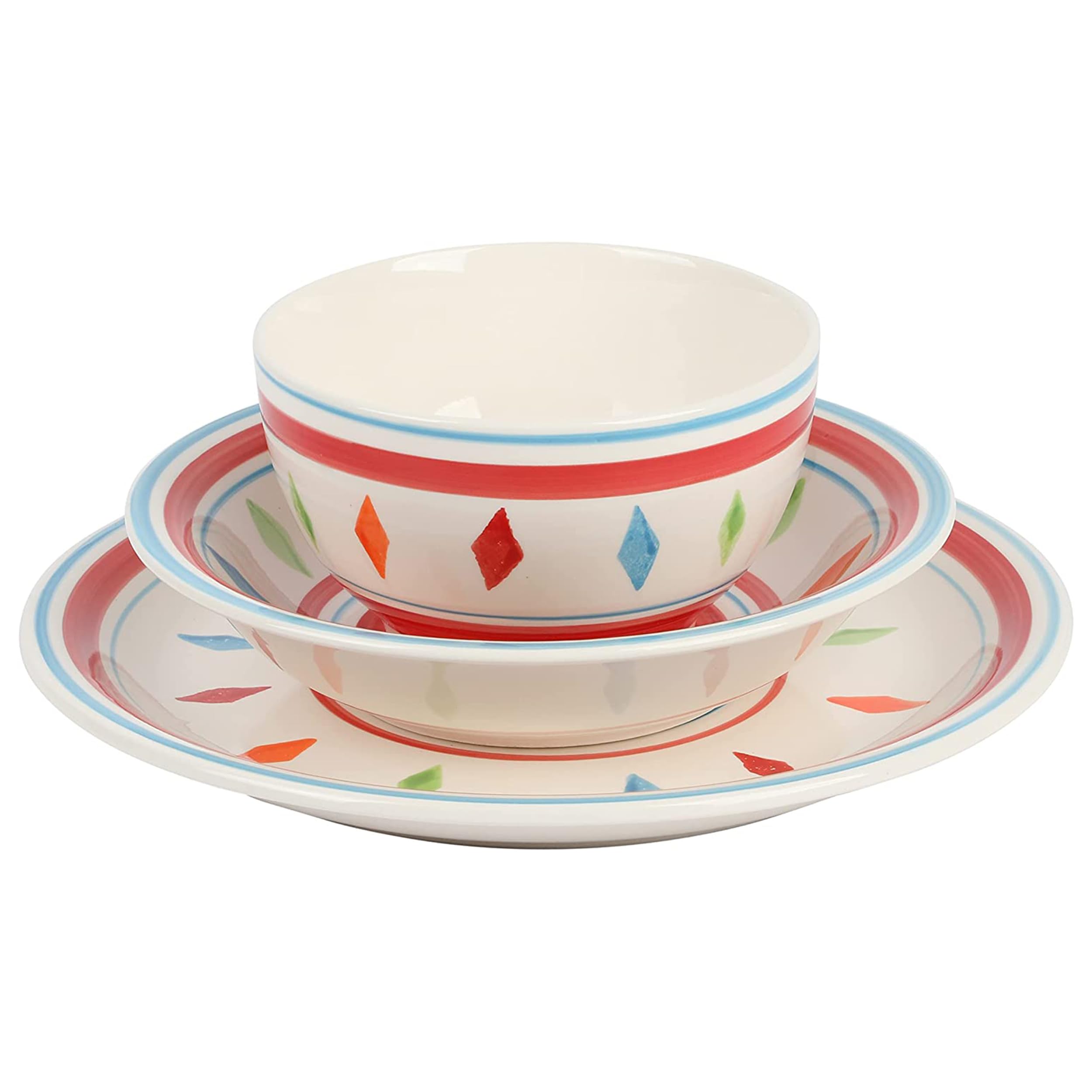 Gibson Home Heidy 12-Piece Durastone Dinnerware Set, Red, Service for 4
