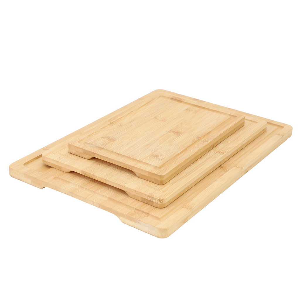 Elama 3-Piece Bamboo Wood Cutting & Serving Board Set – 10", 12.6" & 15.75" Charcuterie, Prep & Serving Boards