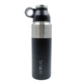 Brentwood GeoJug 24 oz black stainless steel vacuum insulated water bottle with flip-and-sip cap
