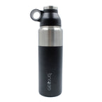 Brentwood GeoJug 24 oz black stainless steel vacuum insulated water bottle with flip-and-sip cap