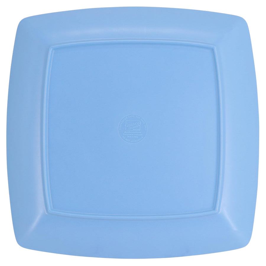 Gibson Home Jayson 4-Piece Melamine Square Dinner Plate Set, 10.5-Inch, Blue