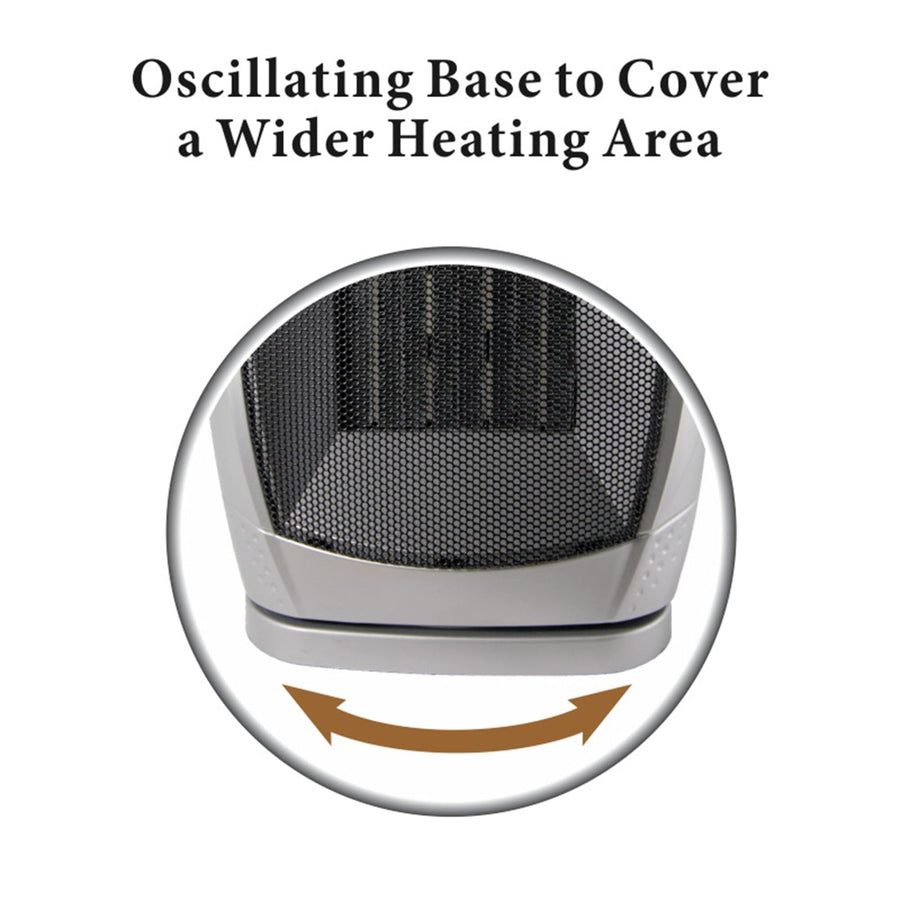 Optimus H-7247 1500W Oscillating Ceramic Heater, Silver