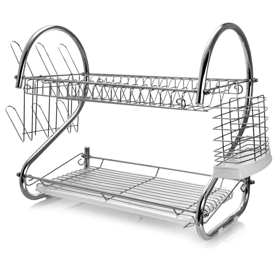 MegaChef Two Shelf Metal Dish Rack with Removable Plastic Draining Tray