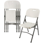 Elama 4-Piece Deluxe Folding Patio Chairs – White Indoor/Outdoor Plastic Dinner Chairs with Handle
