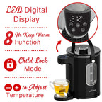 Brentwood KT-2230DBK 3L 1100W Digital Glass Instant Hot Water Dispenser with Tea Infuser - Black