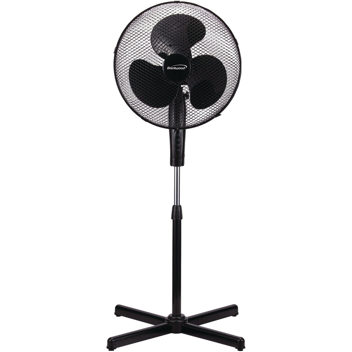 Brentwood Kool Zone F-16SMB 16 Inch 3-Speed Oscillating Stand Fan, Adjustable Height, Black