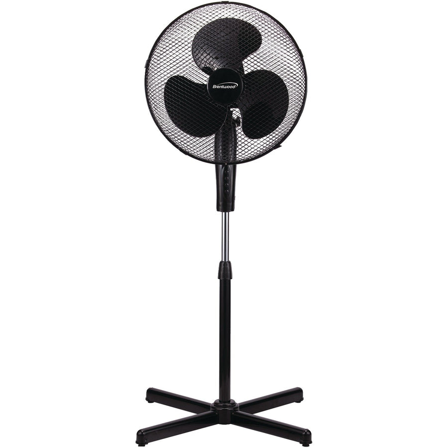Brentwood Kool Zone F-16SMB 16 Inch 3-Speed Oscillating Stand Fan, Adjustable Height, Black