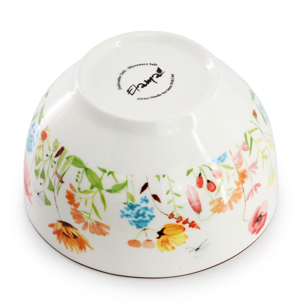 Elama Wildflower Meadow 16-Piece Porcelain Dinnerware Set – Service for 4, Floral Plates, Bowls & Mugs, Microwave & Dishwasher Safe