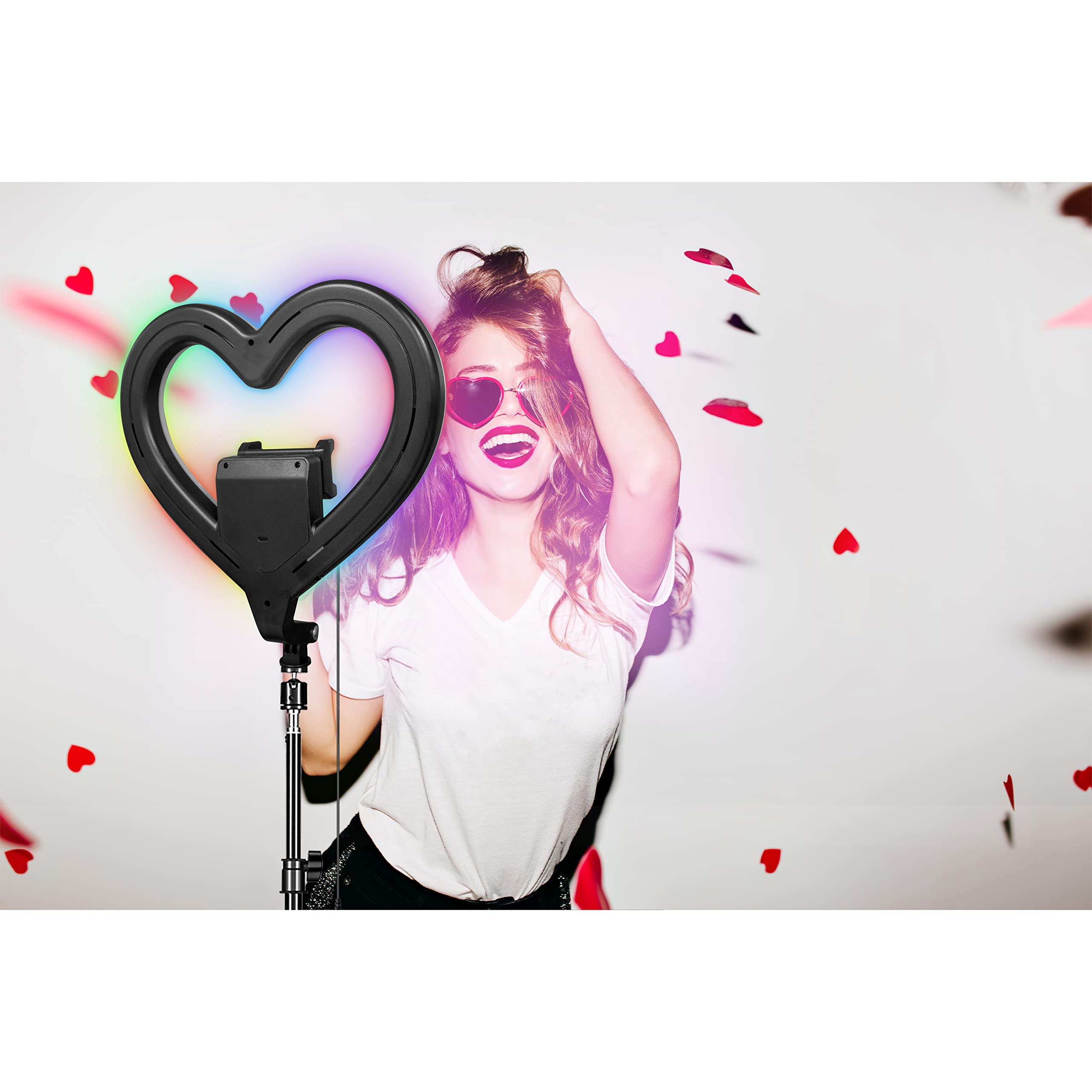 SuperSonic SC-2330RGB 10 Inch Heart Ring Light with RGB, Tripod and Phone Holder