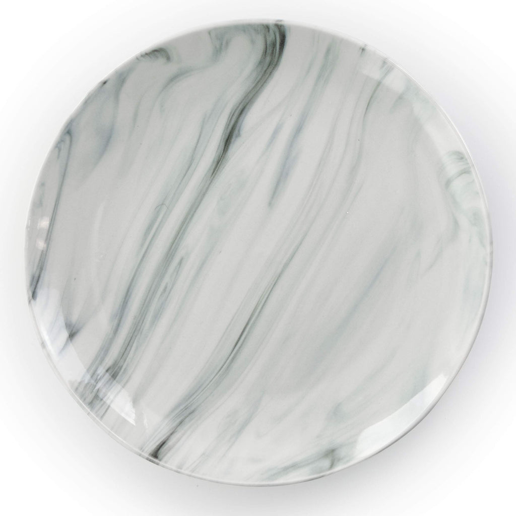 Elama Fine Marble 16-Piece Stoneware Dinnerware Set – Black & White Service for 4