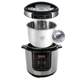 MegaChef 6-Quart Digital Pressure Cooker & Electric Multi-Cooker, 14 Presets, Stainless Steel Pot, Silver