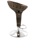 Elama 2 Piece Adjustable Backless Wicker Bar Stool in Brown with Chrome Base