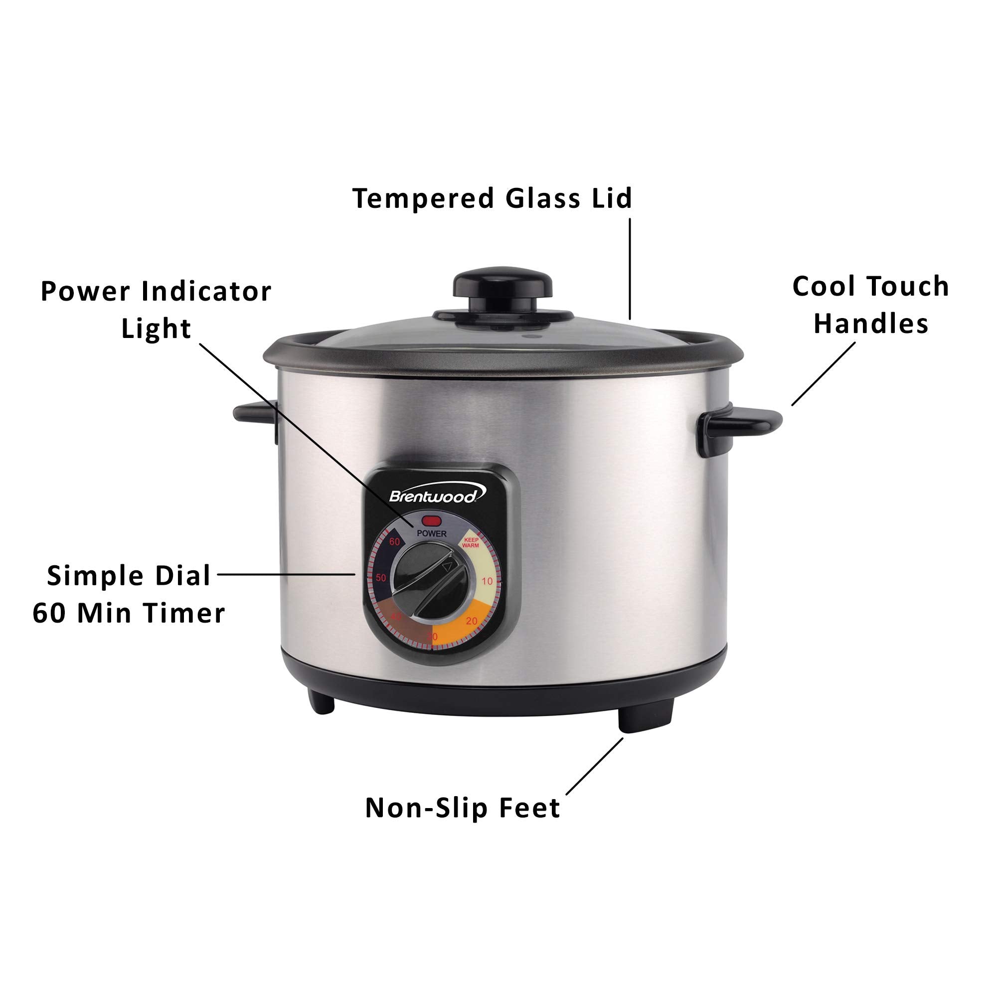 Brentwood TS-1020S 10-Cup Stainless Steel Persian Rice Cooker – Crunchy Tahdig with Timer