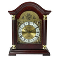 Bedford Clock Collection Redwood Mantel Clock with Glass Door & Chimes – Traditional Quartz Shelf Clock with Roman Numeral Dial
