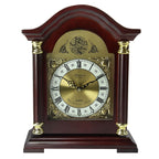 Bedford Clock Collection Redwood Mantel Clock with Glass Door & Chimes – Traditional Quartz Shelf Clock with Roman Numeral Dial