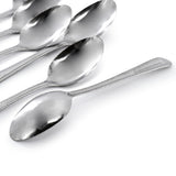 Gibson Home Tustin Stainless Steel Teaspoons, Set of 6, 5.8 Inch with Embossed Stripe Handles, Silver