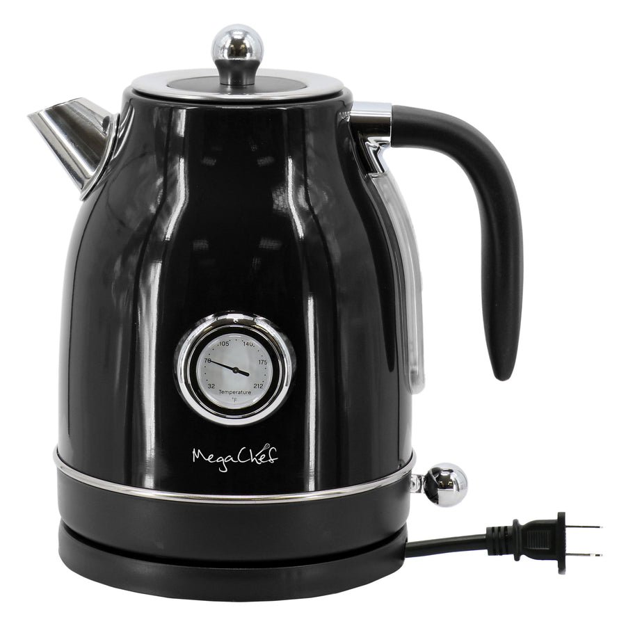 MegaChef 1.8-Quart Electric Tea Kettle & 2-Slice Toaster Combo, Black