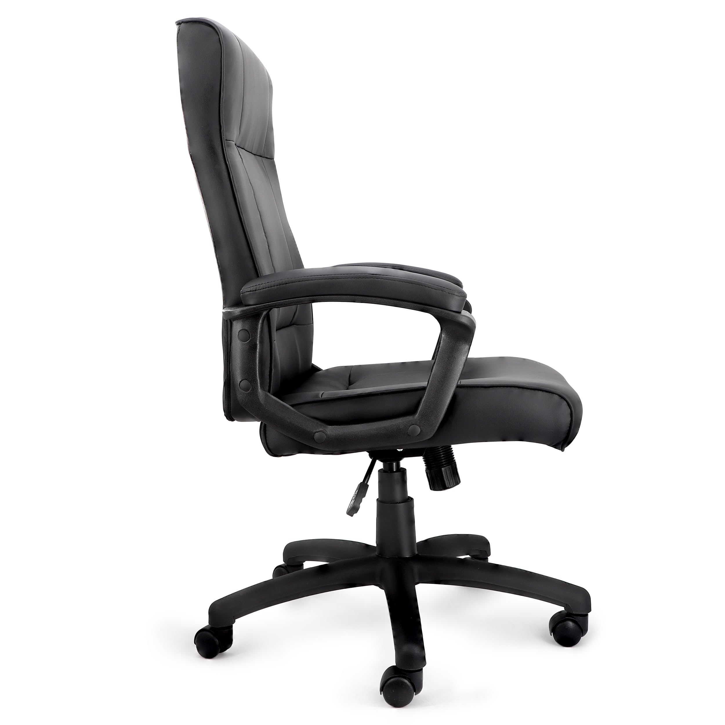 Adjustable Height Rolling Office & Gaming Chair – Ergonomic Mid-Back, 360° Swivel, Padded Armrests, Black Executive Desk Chair