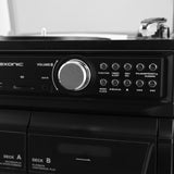 Trexonic 3-Speed Turntable Music Center with CD, Dual Cassette, FM Radio, Bluetooth & USB/SD Recording, Wood Cabinet