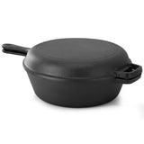 Megachef 10.5-Inch 2-in-1 Pre-Seasoned Cast Iron Skillet & Fry Pan Set