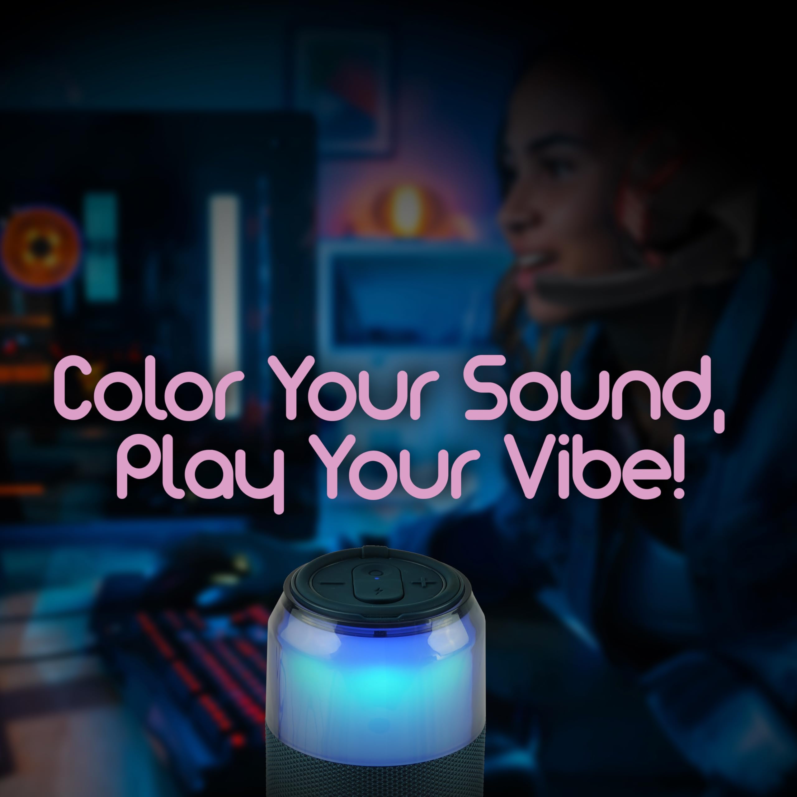 SuperSonic SodaBoom SC-2335BT Portable Bluetooth 5.4 LED Speaker with TWS Pairing - Blue