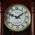 Bedford Clock Collection Classic 27.5" Cherry Oak Chiming Wall Clock with Swinging Pendulum – Quartz Westminster Chimes & Metal Dial
