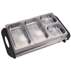 MegaChef Stainless Steel Buffet Server & Food Warmer – 4 Sectional Trays, Large Base Warming Surface, Easy-Clean Stainless Housing for Parties & Holidays
