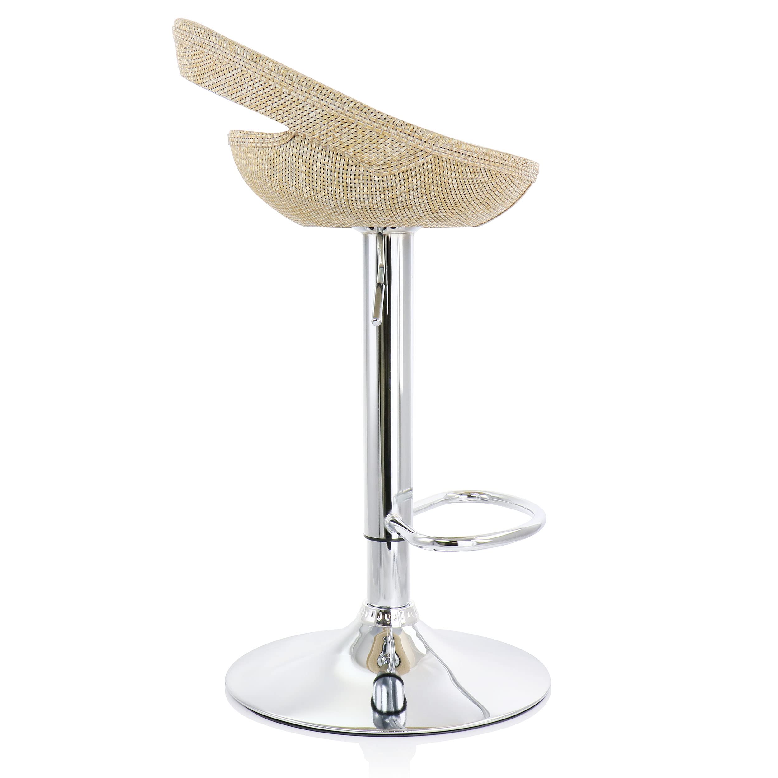 Elama Adjustable Rattan Bar Stool Set of 2 – Tan with Chrome Base (ELM-905)