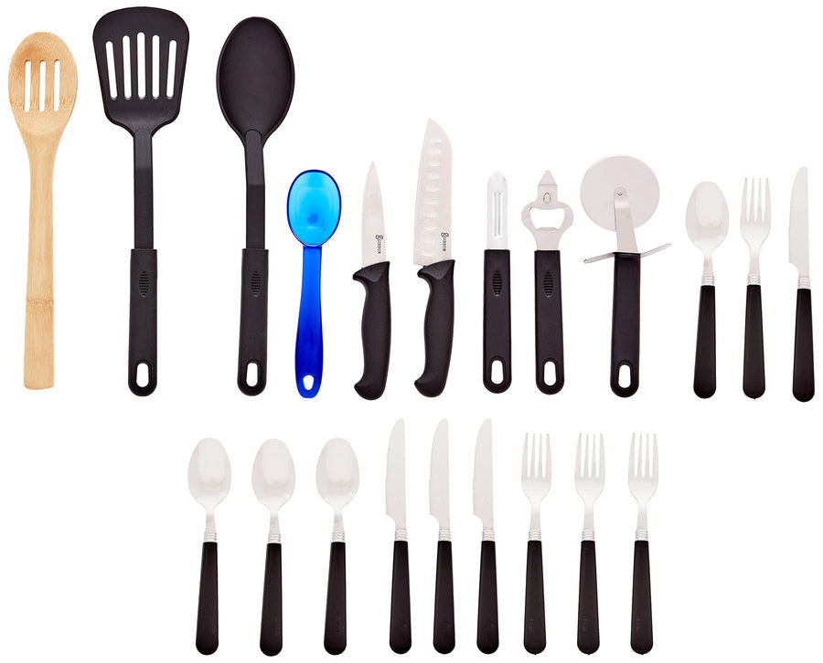 Gibson Home Back to Basics 59-Piece Nonstick Aluminum Cookware & Kitchen Combo Set, Black
