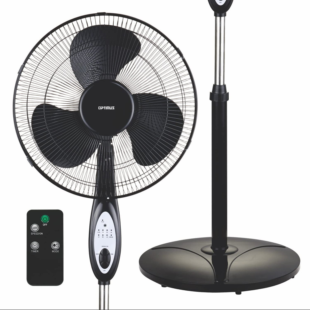 Optimus F-1672WH 16 Inch Oscillating Stand Fan with Remote, Timer & Natural Wind Mode, White