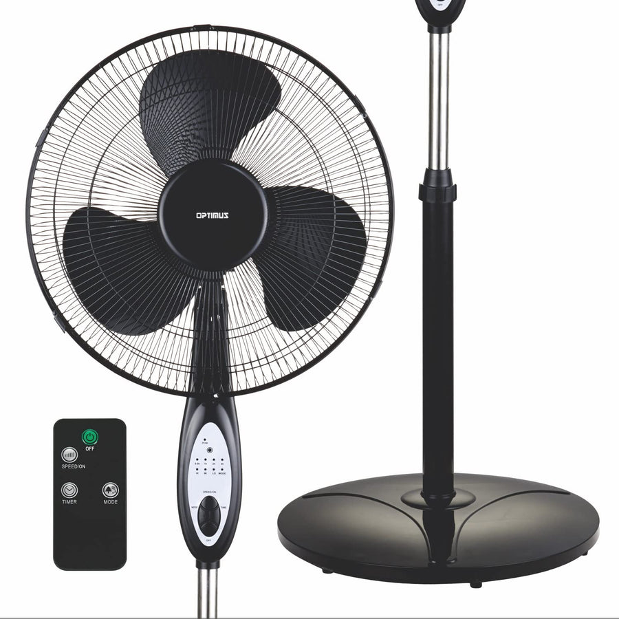 Optimus F-1672WH 16 Inch Oscillating Stand Fan with Remote, Timer & Natural Wind Mode, White