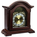 Bedford Clock Collection Redwood Mantel Clock with Chimes – Glass-Front Quartz Shelf Clock with Roman Numeral Dial & Volume Control