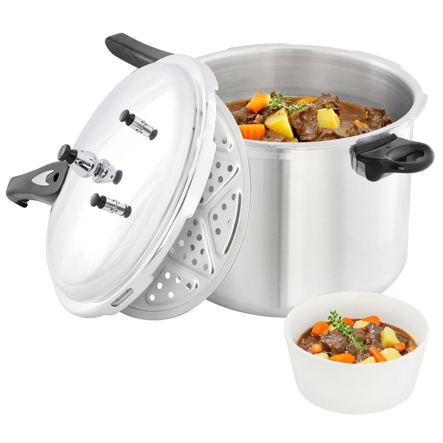MegaChef MC-1200 11.5 Quart Aluminum Stovetop Pressure Cooker with Steamer