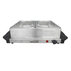 Brentwood BF-215 3-Quart 2-Pan Buffet Server & Warming Tray, Brushed Stainless Steel - Two 1.5 Qt Pans with Lids