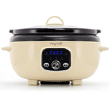 Digital Slow Cooker, 3.7 Qt Oval with High, Low and Warm Settings, Cream, by MegaChef