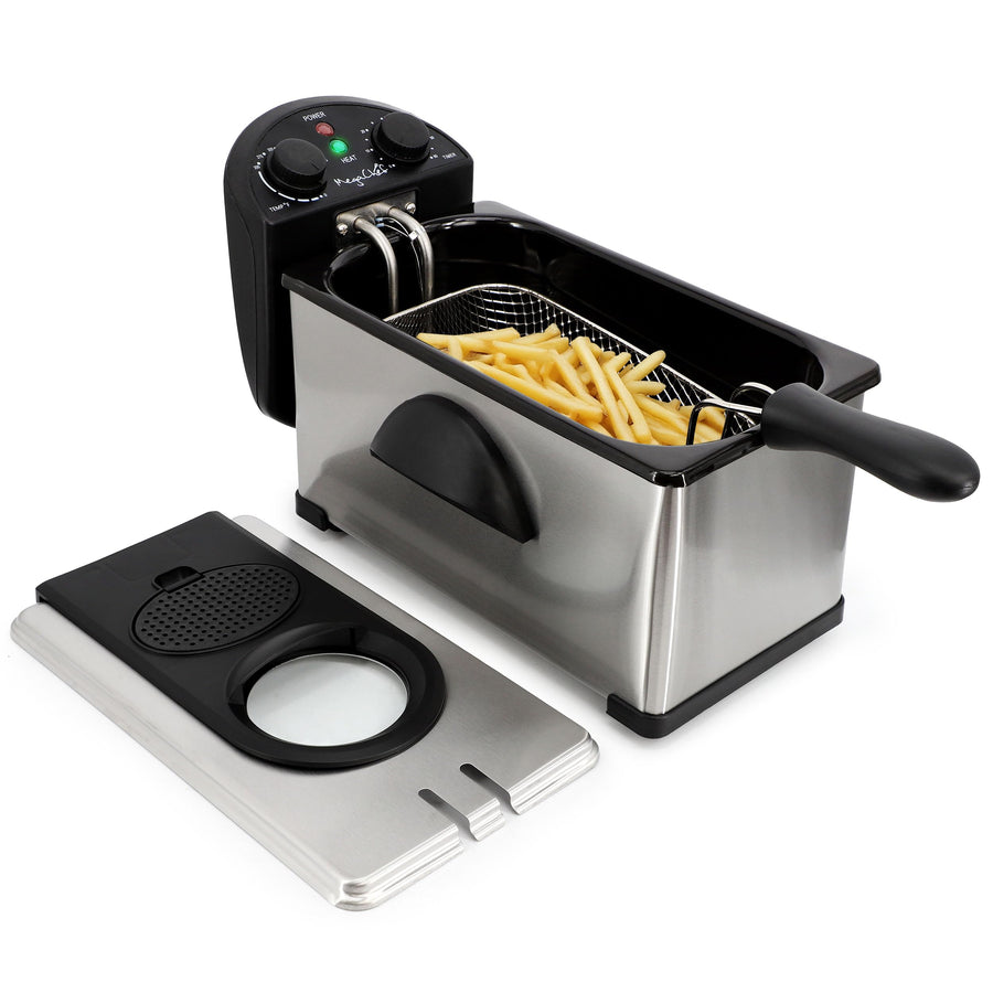 MegaChef 3.17 Quart Electric Oil Deep Fryer with Adjustable Temperature Control & Timer