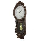 Bedford Clock Collection Chestnut Chiming Pendulum Wall Clock – Westminster Chime, Quartz Movement, Traditional Wood Frame