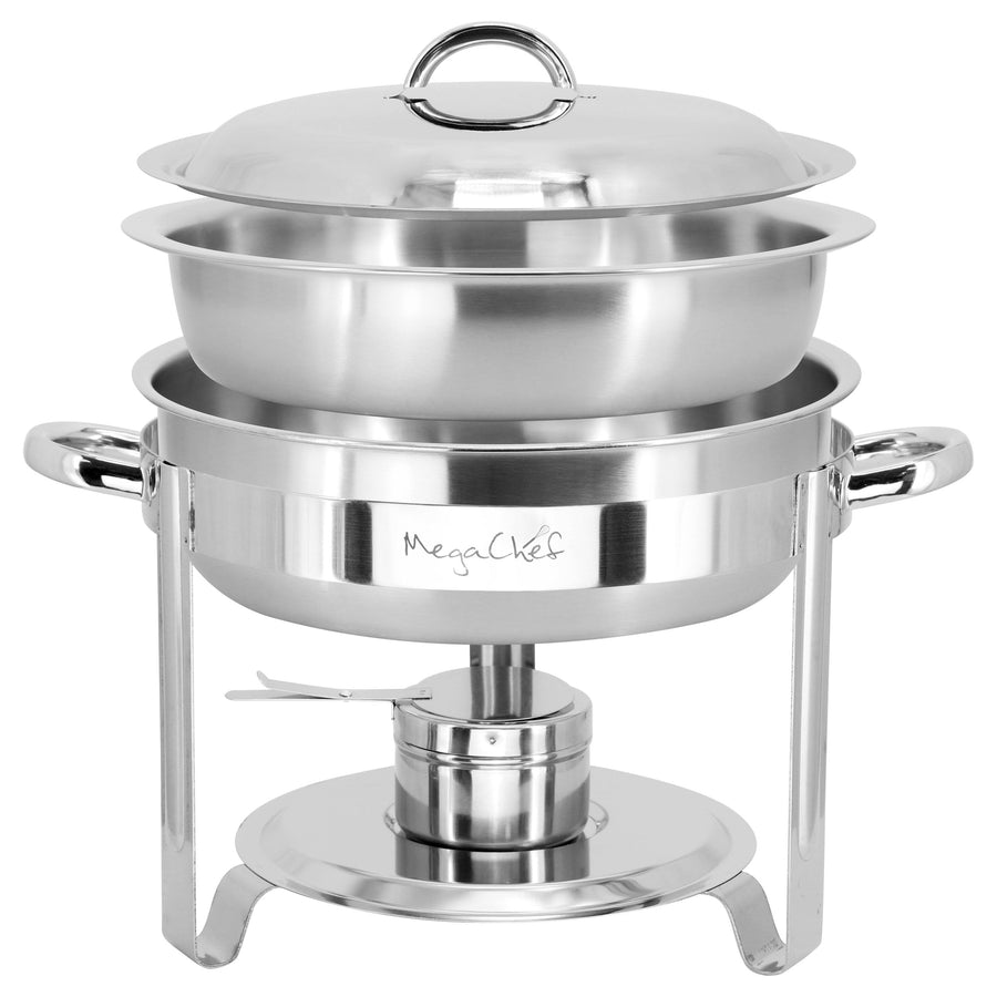 MegaChef Round Stainless Steel Chafing Dish and Food Warmer, 5.3 Quart