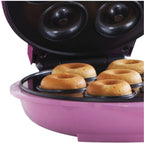 Brentwood TS-250 Mini Donut Maker Machine – Pink Non-Stick 7-Donut Electric Press with Cool-Touch Handle
