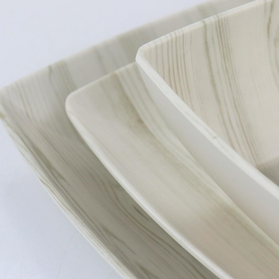 Gibson Home Woodgrain 12-Piece Melamine Dinnerware Set, Service for 4, White