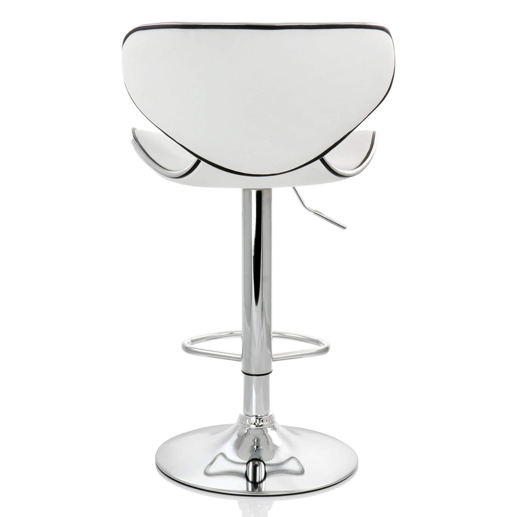 Elama 2-Piece Faux Leather Adjustable Bar Stool Set - White with Chrome Base, 360-Degree Swivel, Holds 250 lb