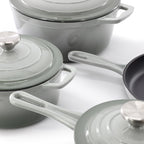 MegaChef 7 Piece Enameled Cast Iron Cookware Set in Gray