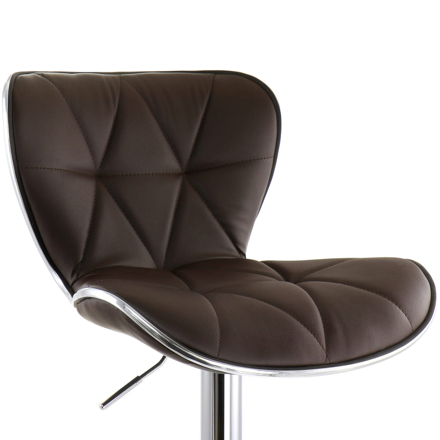 Elama ELM-712 Diamond Tufted Faux Leather Bar Stools, Brown, Set of 2