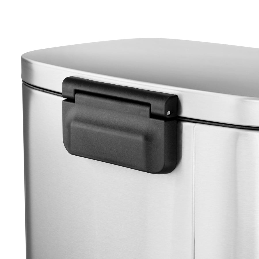 Stainless Steel Step Trash Can, 13 Gallon (50 L) Rectangular with Slow-Close Lid, Matte Silver, by Elama