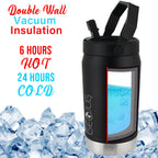 Brentwood GeoJug G-1900BK 64 oz Vacuum Insulated Sports Water Jug with Straw Lid and Fence Hook - Black